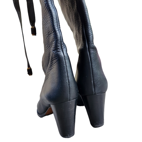 SOLD Chloe Black Grain Pebble Leather OTK Over The Knee Thigh High Boot 9 IT 39 - Picture 15 of 16